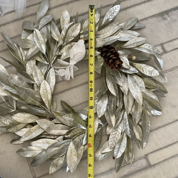 Handmade holiday, Christmas, winter wreath, bird, pine cone light green, silver! - Picture 6 of 6